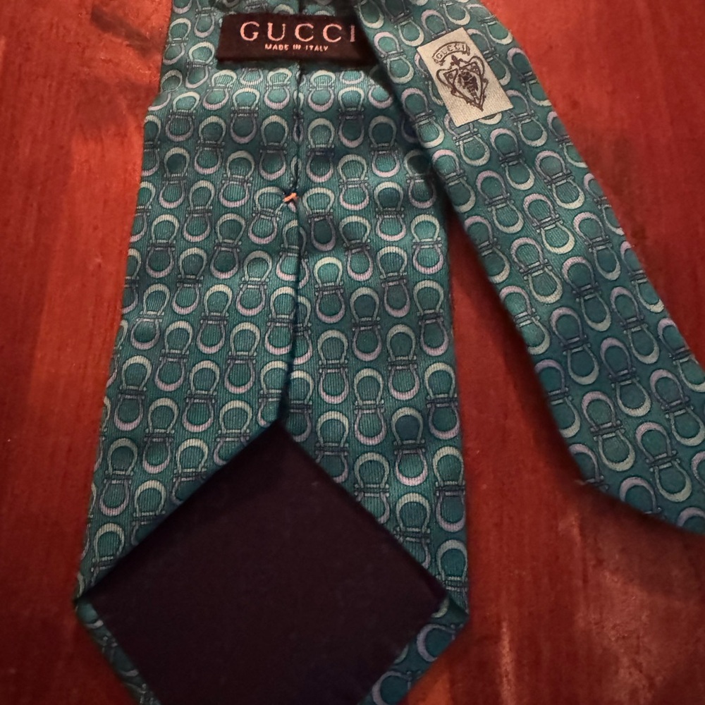 Gucci Blue Geometric Men's Tie - Picture 4 of 4